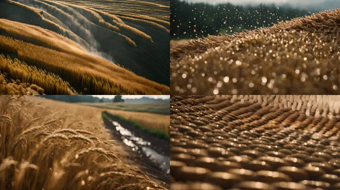 谷雨成熟麦子颗粒丰收成熟
