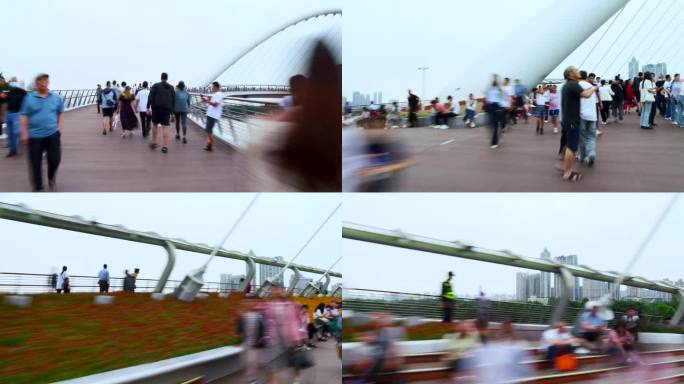 广州海心桥第一视角穿梭延时