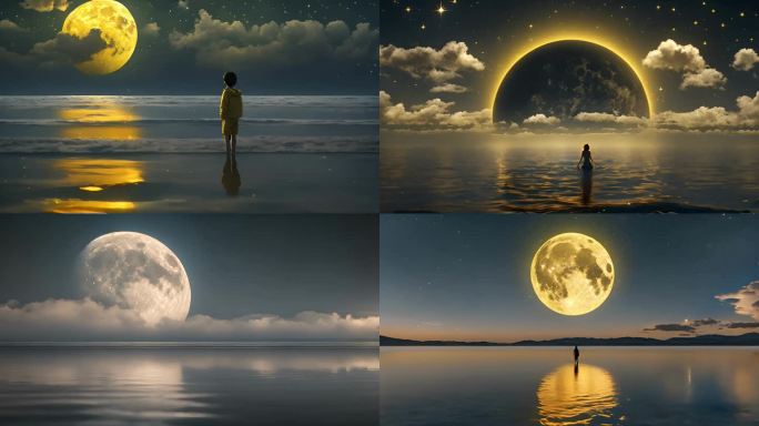 超级月亮梦幻明月唯美动画月亮升起中秋明月