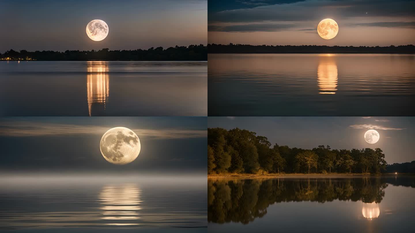 月亮升起明月中秋节超级月亮赏月延时摄影