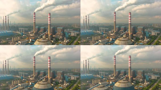 环境污染 工业气体排放  航拍大烟囱5