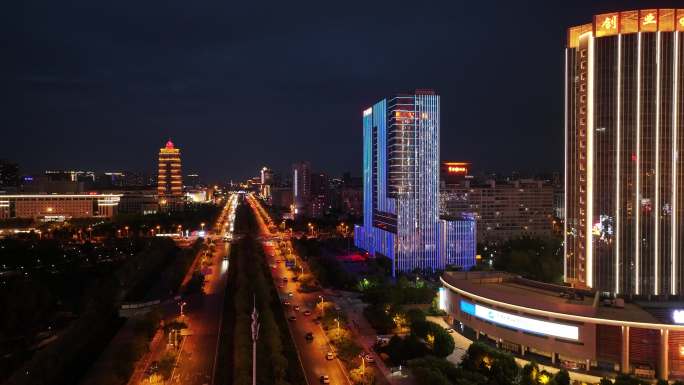 陕西榆林城市街景开发区明珠大道榆林大道