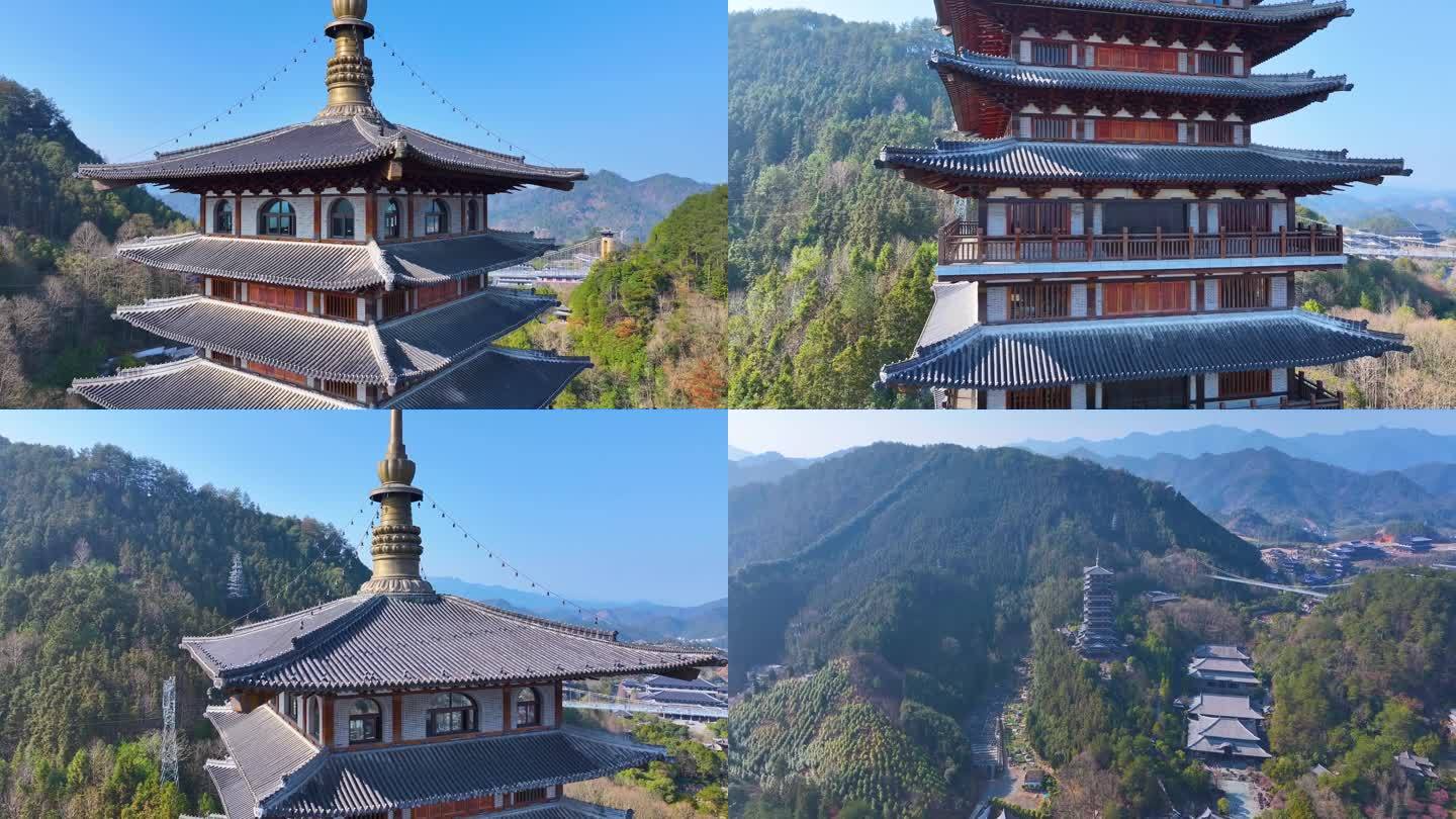 开化根宫佛国文化旅游区航拍华夏根文化景区