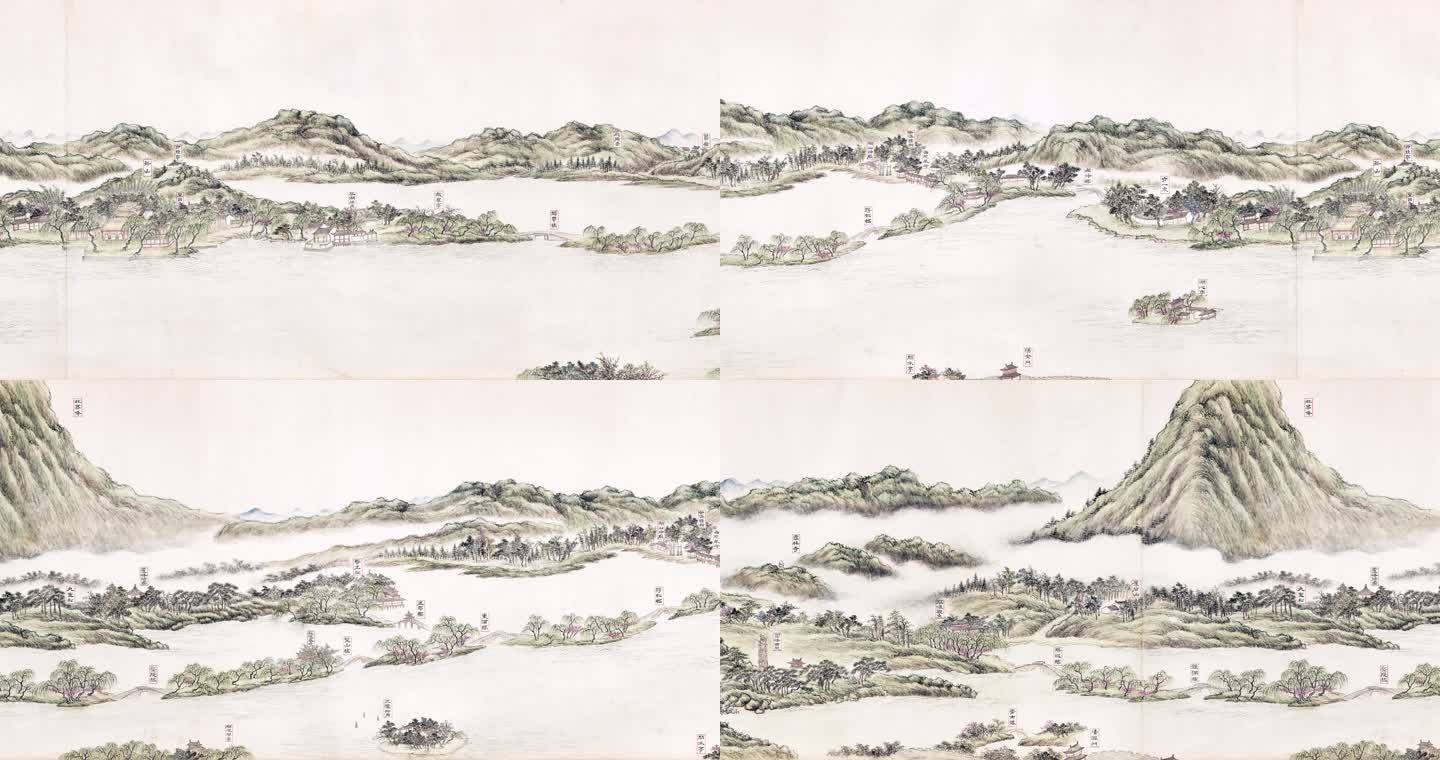 清代董邦达西湖十景图中国画山水画卷轴