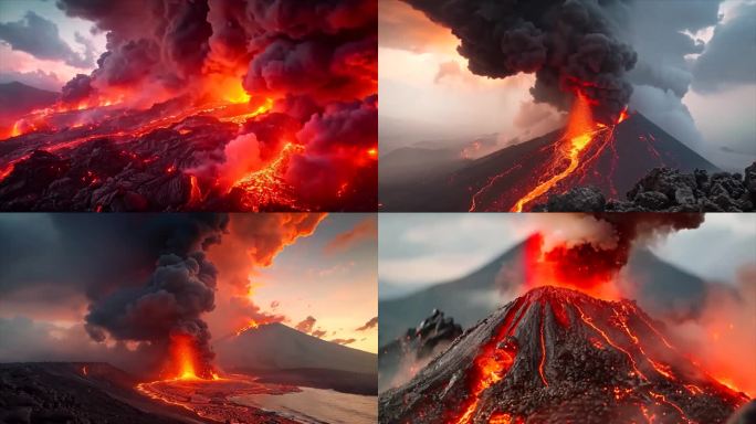 末日活火山爆发喷发岩浆自然灾害ai素材原