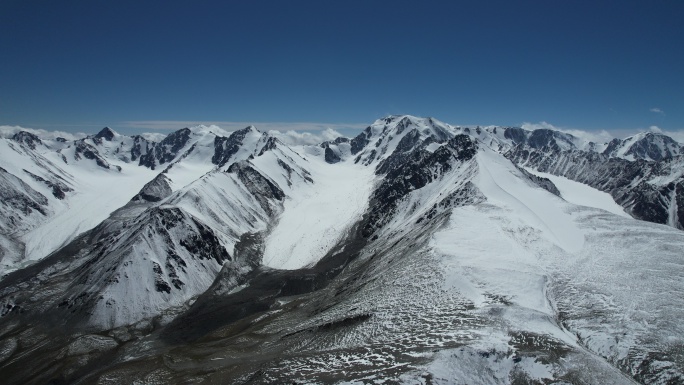 天山喀尔里克大规模冰川雪山