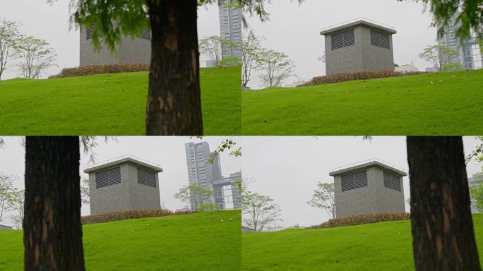4K升格摇拍，广州天河公园绿草地与排气口