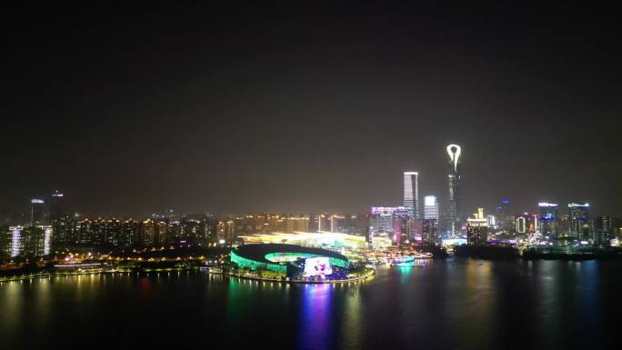 苏州科文中心夜景航拍