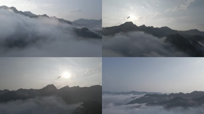 秦巴山区云雾缭绕航拍