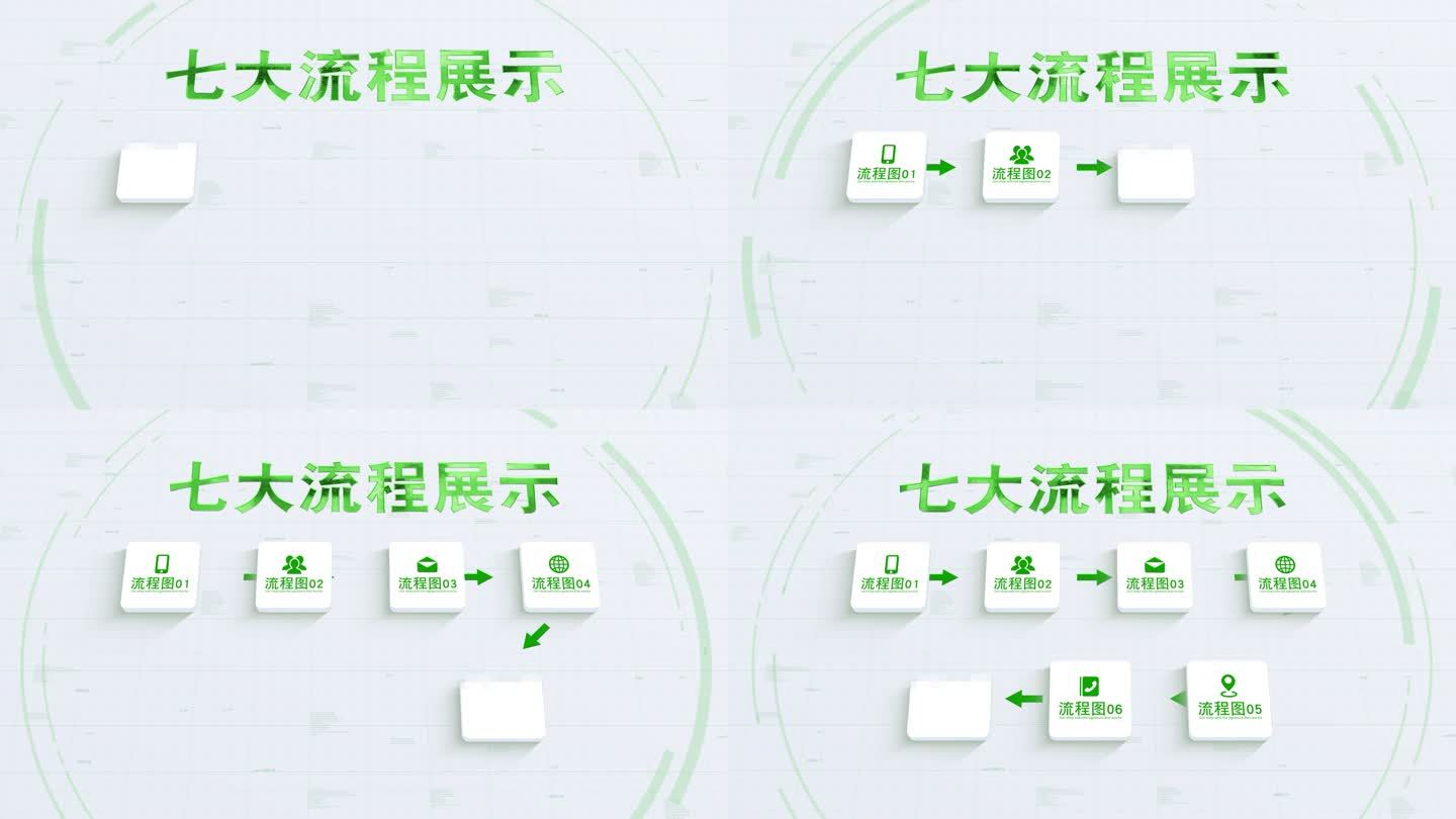 7大绿色分类简洁流程环保生态流程-无插件