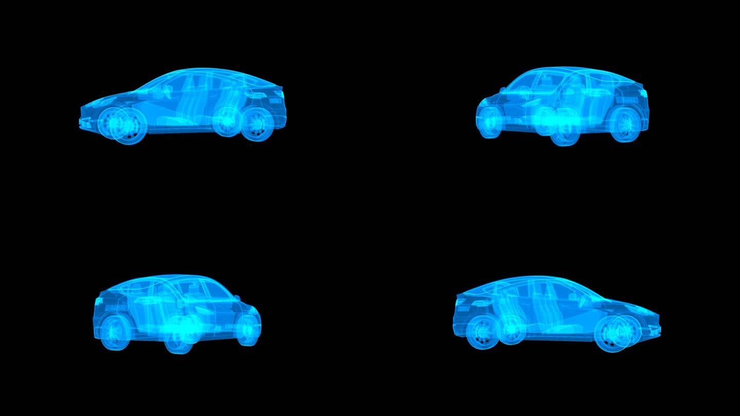 全息新能源特斯拉汽车透明通道素材