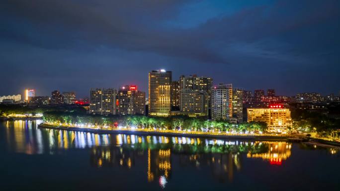 九江夜景南湖航拍延时