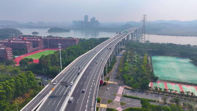 广州大学城航拍校园广东广州番禺区城市风景