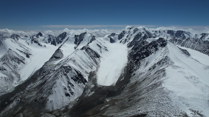 天山喀尔里克大片冰川雪山