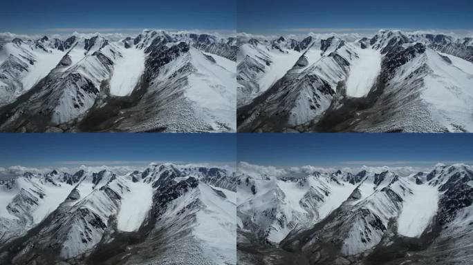 天山喀尔里克大片冰川雪山