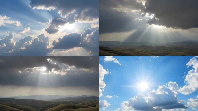 4K-阳光穿过云层-丁达尔-耶稣光