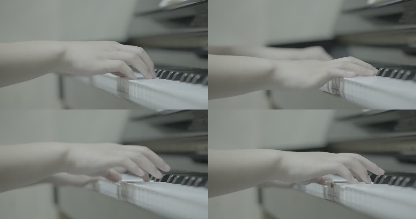 女性弹钢琴手部特写
