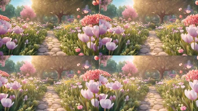 动画鲜花自然风景