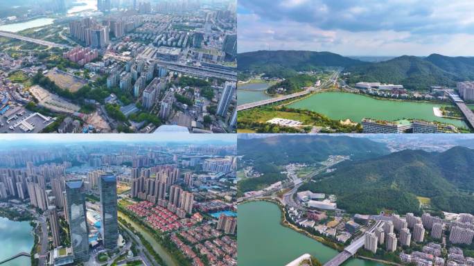 湖南长沙梅溪湖公园风景桃花岭风景区航拍城