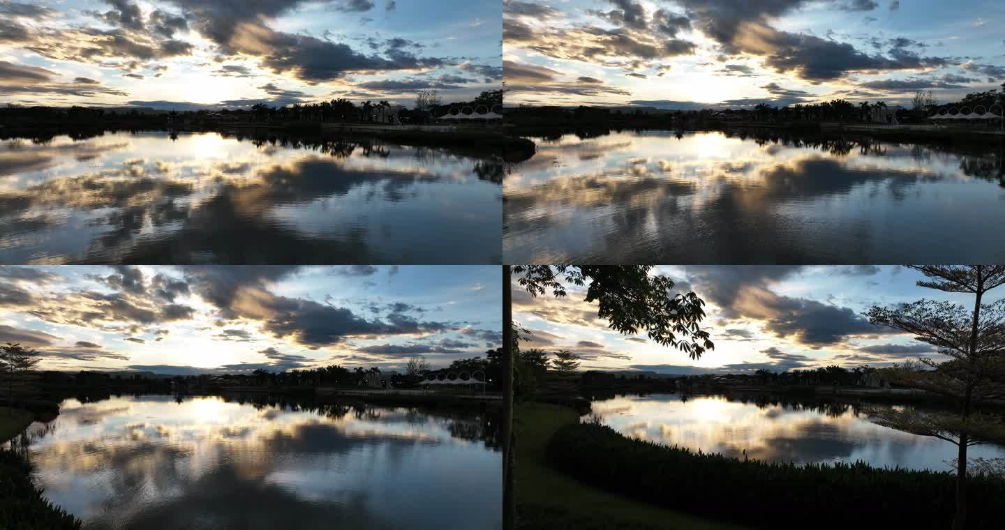 日落镜面湖