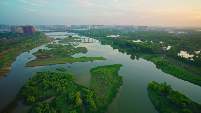 【悟3】陕西省西安市灞河生态航拍8k素材