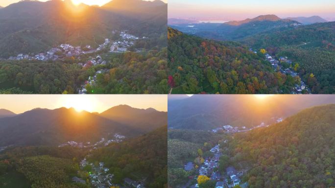 唯美杭州西湖龙井茶文化景区航拍茶园地茶叶