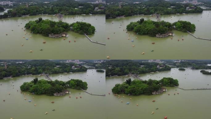 广东惠州：五一黄金周期间西湖湖上游船众多