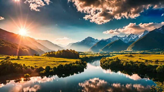 自然风景山川河流河水中国