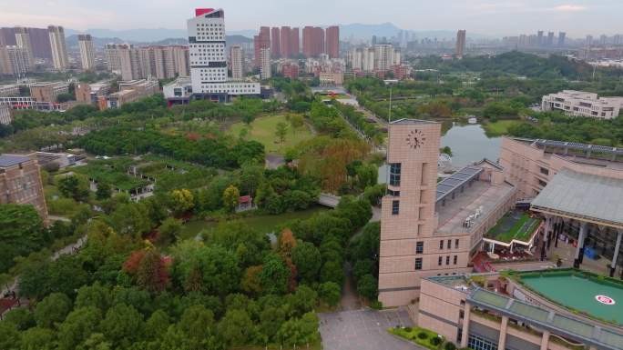 福州大学旗山校区航拍校园风景风光福建