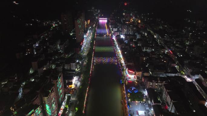 航拍恩施宣恩夜景