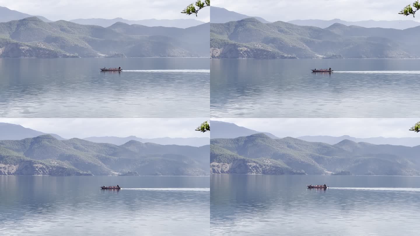 风景山水湖边划船