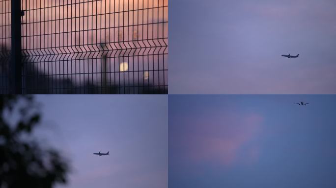 夕阳下的机场 飞机翱翔 飞机起降12