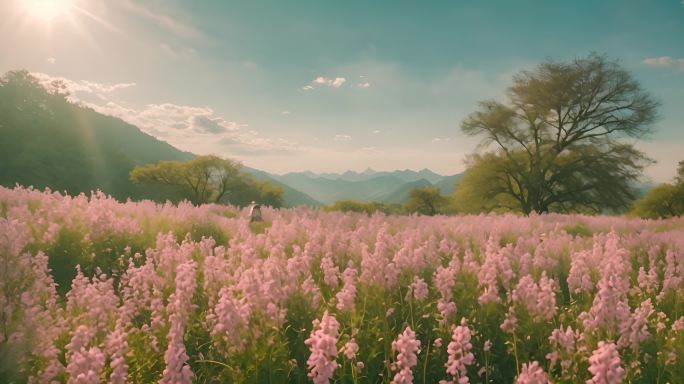 田园中的房屋建筑花园后花园