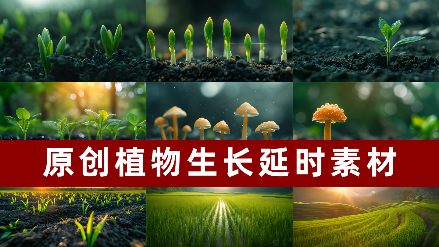 延时植物发芽植物生长蘑菇生长