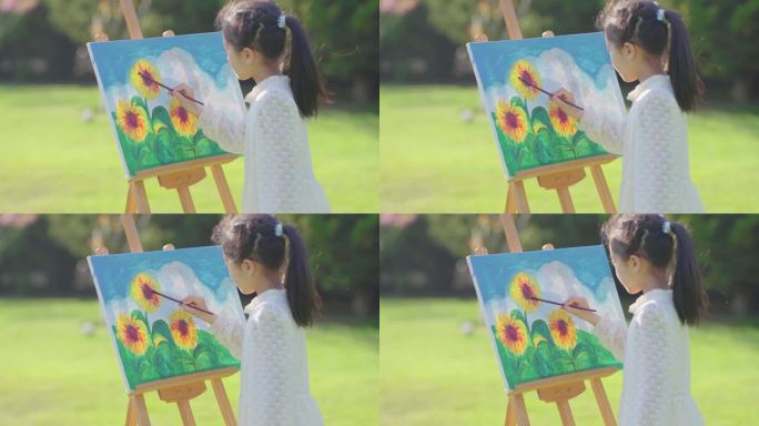 小女孩 画画