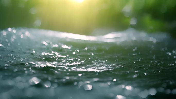 下雨天树叶子雨露露水雨滴唯美ai素材春天