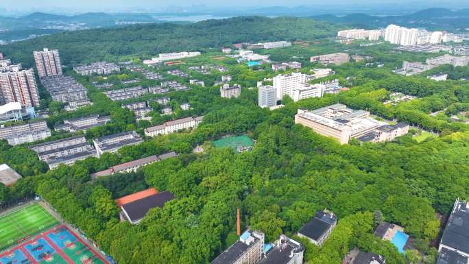 湖北武汉洪山区珞瑜路华中科技大学航拍校园