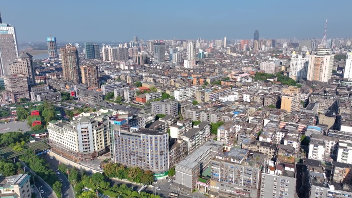 江西南昌滕王阁旅游区航拍东湖区城市风景风