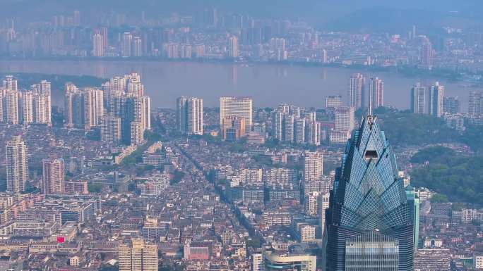 温州市世贸中心大厦大楼鹿城区大景全景航拍