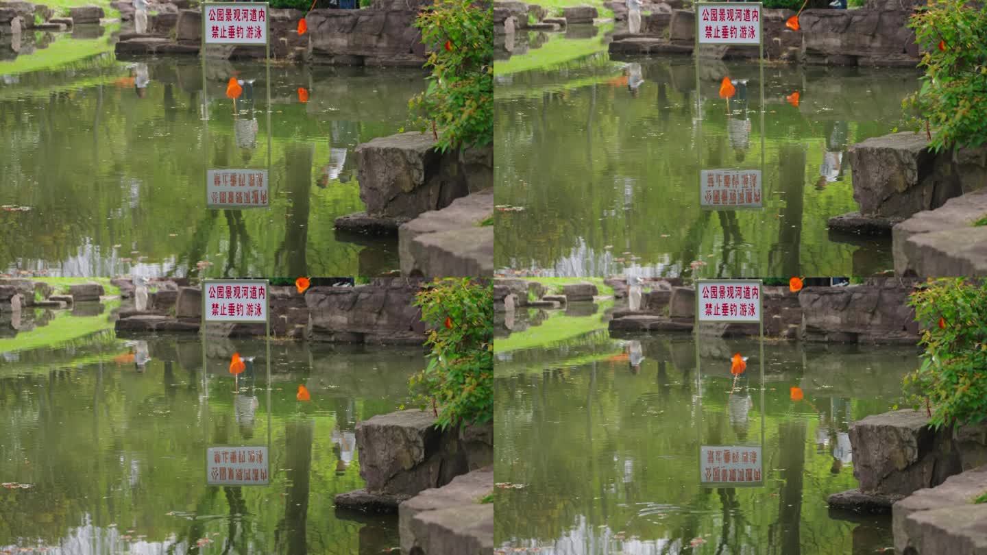 公园景观河道内禁止垂钓游泳