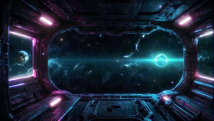 4K科幻梦幻三维3D立体宇宙太空舱背景