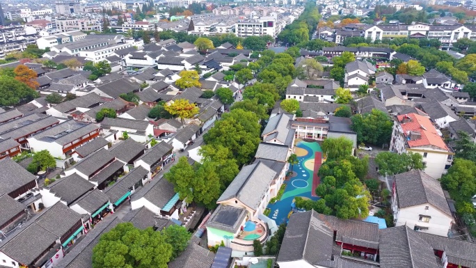 浙江绍兴鲁迅故里祖居航拍旅游景区景点城市