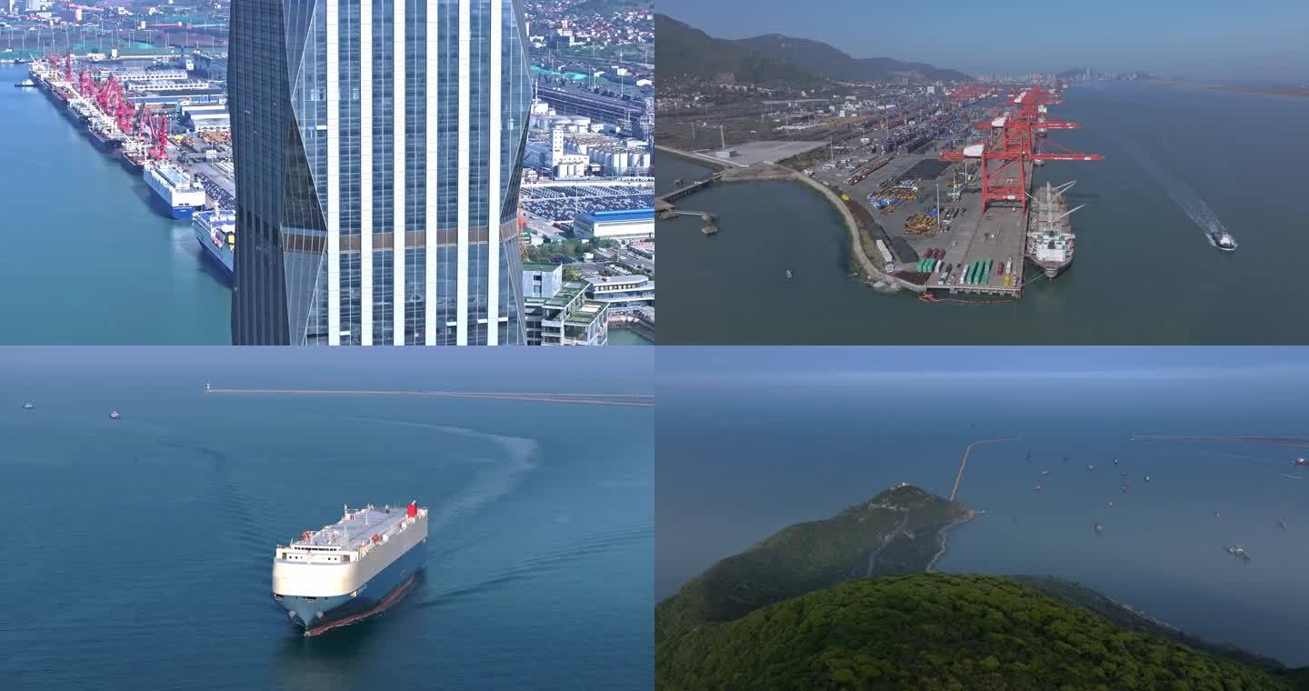 连云港城市地标建筑港口码头万吨货轮 连岛