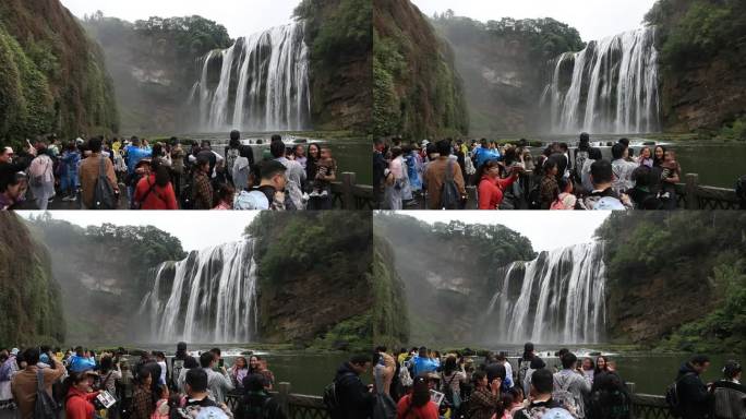 贵州黄果树瀑布“五一”假期游人旺