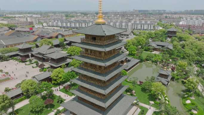 上海宝山寺寺庙中式建筑航拍