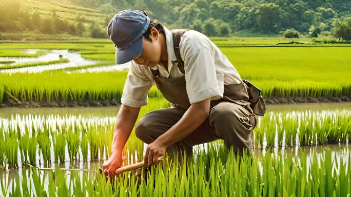 格劳作节日农民插秧的人