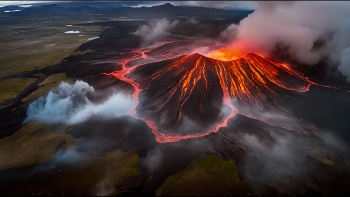 火山 火山爆发 火山喷发 岩浆熔浆灾害