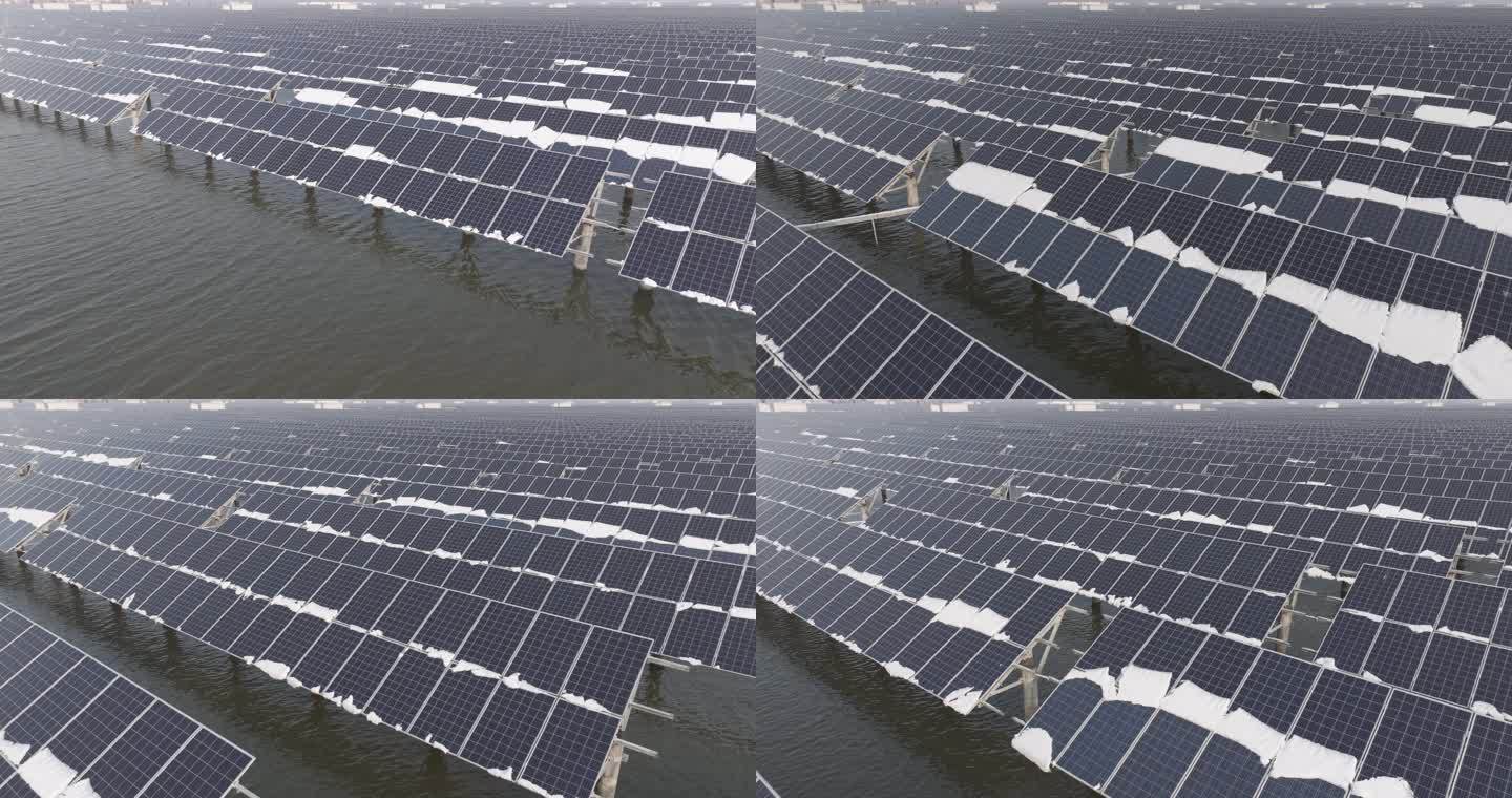 4K原素材-航拍太阳能海上电站