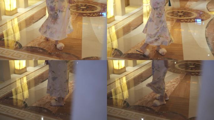 甩自己的碎花睡衣裙子