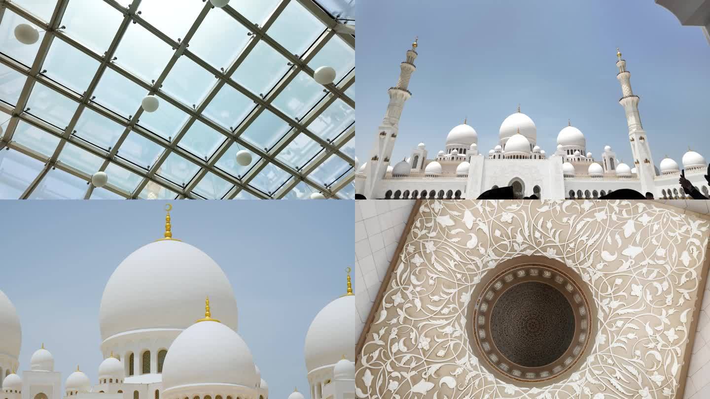 迪拜大清真寺  清真寺巨型镀金水晶吊灯